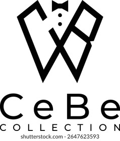 Elegant Logo Design Featuring a Stylized Tuxedo and Modern Typography for CeBe Collection Branding Identity Refinement