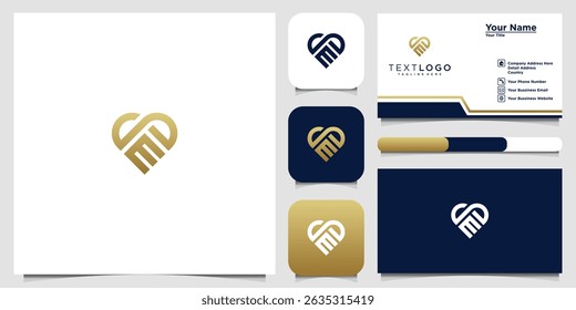 Elegant Logo Design Handshake Symbol Forming a Heart with Business Card Mockup