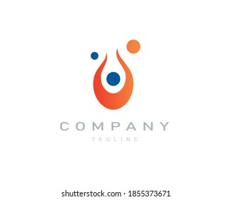 diseño elegante de logotipo de forma humana, logotipo adecuado para la sociedad, la salud o la energía natural. etc. 