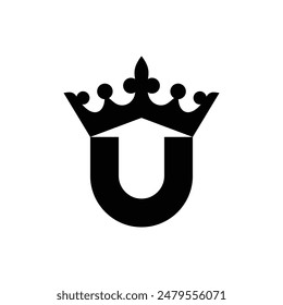 elegant logo design of initial U with crown and upward arrow in negative space