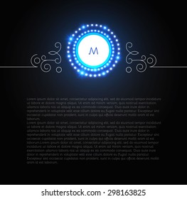 Elegant logo design in mono line style with lights. Vector illustration