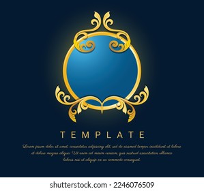Elegant Logo, Eastern style, Golden outline floral logo, logo for decorative adornment for invitations and greeting cards.
