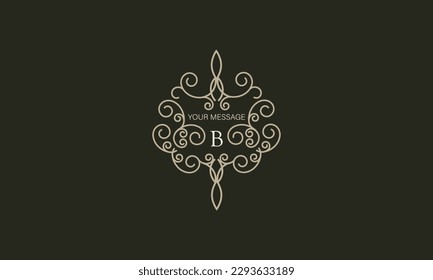 Elegant logo with elements of calligraphic elegant ornament and letter B. Identity design for shop or cafe, store, restaurant, boutique, hotel, heraldic shop, fashion, etc.