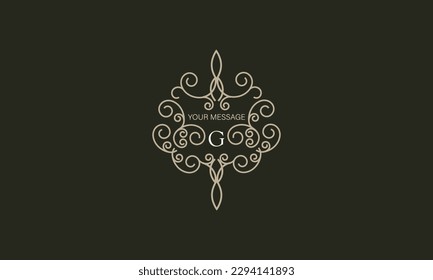 Elegant logo with elements of calligraphic elegant ornament and letter G. Identity design for shop or cafe, store, restaurant, boutique, hotel, heraldic shop, fashion, etc.