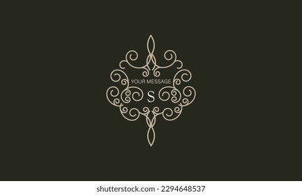 Elegante logo con elementos de elegante ornamentación caligráfica y letra S. Diseño de identidad para tienda o cafetería, tienda, restaurante, boutique, hotel, tienda heráldica, moda, etc.