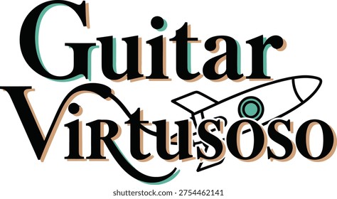 Elegant logo featuring guitar and virtuosic typography design