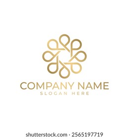 Elegant logo with a gold, circular design featuring interconnected loops. Conveys sophistication, luxury, and infinity. Suitable for businesses in fashion, jewelry, beauty, or any industry that values