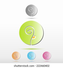Elegant Logo Icon Flower In Circle With Shadow With Examples In Different Colors
