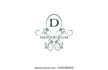 Elegant logo with initial D. Vintage monogram for business sign, fashion boutique, hotel brand. Vector illustration