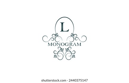 Elegante logotipo con monograma inicial L. Vintage para signo de negocios, boutique de moda, marca de hotel. Ilustración de vector