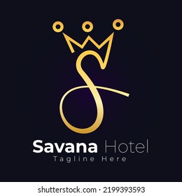 elegant logo letter s and crown. savanna hotel logo