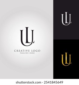 elegant logo letters U and L with black white and gold colors