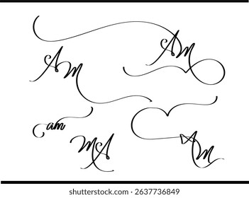 Elegant AM Logo: A and M Interlocked Alphabet Calligraphy Masterpiece