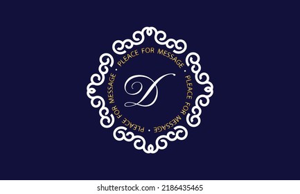 Elegant logo and monogram design with exclusive letter D in center on dark background, vector template.