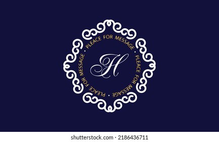 Elegant logo and monogram design with exclusive letter H in center on dark background, vector template.
