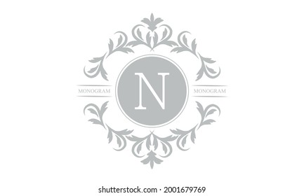 An elegant logo or monogram design template with the letter N. An elegant luxury letter symbol for cosmetics, royal and jewelry brands. Vector illustration