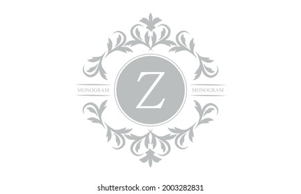 An elegant logo or monogram design template with the letter Z. An elegant luxury letter symbol for cosmetics, royal and jewelry brands. Vector illustration