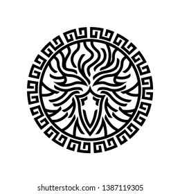 Elegant logo of Phoenix in ancient pattern frame. Inspired to use for fashion, beauty, clothing, accessories and jewel. 