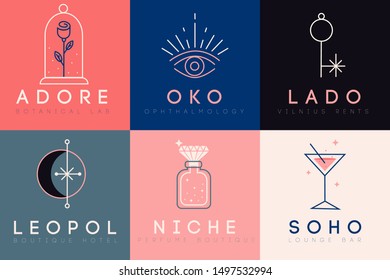 Elegant logo set in line style