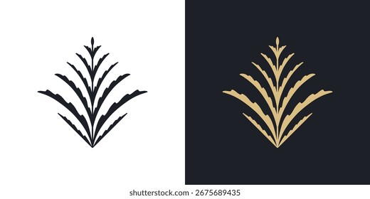 Elegant logo template, emblem design with plant elements. Luxury vector pattern