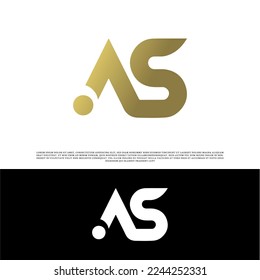 AS elegant logo template with gold gradient vector file eps, Letters AS joint logo, as font logo