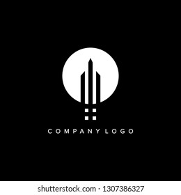 Elegant Logo template real estate, apartment, condo, house, rental, business. creative sign. round style. Universal vector icon. - Vector