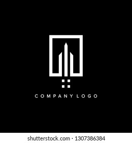 Elegant Logo template real estate, apartment, condo, house, rental, business. creative sign. square line style. Universal vector icon. - Vector