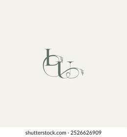 Logotipo orgánico de la línea del pelo de la letra del monograma del concepto de la boda de UI elegante y elegante