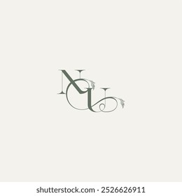 logotipo elegante e elegante conceito de casamento ONU monograma letra orgânica hairline logotipo