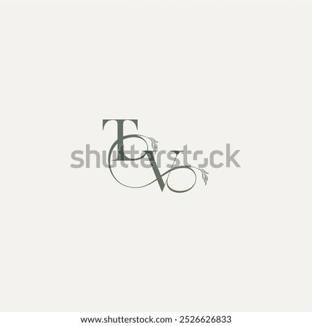 elegant and elegant logo VT wedding concept monogram letter organic hairline logotype