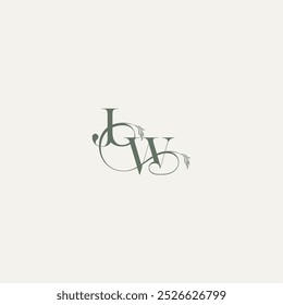elegant and elegant logo WJ wedding concept monogram letter organic hairline logotype