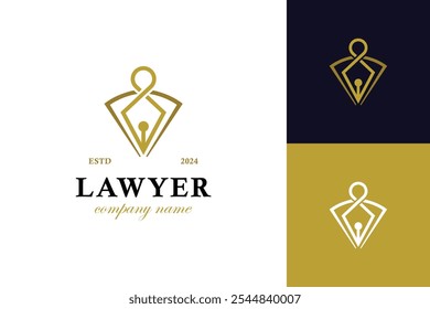 Elegant logos of lawyer firm with pen and shield concept idea.  Law logo for justice, lawyer, law firm company vector symbol illustration