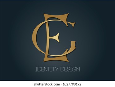 Elegant logotype vector design with golden letters E and G on dark background
