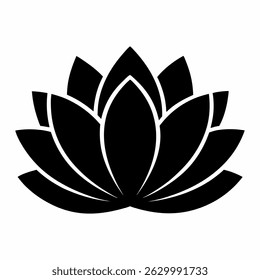 Elegant lotus flower illustration in black and white. Minimalist design for spa, yoga, meditation, or wellness concepts. Serene and peaceful symbol.