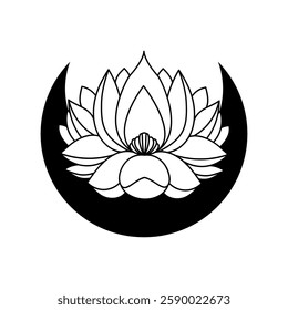 Elegant lotus flower silhouette designed for creative logo or artistic doodle projects