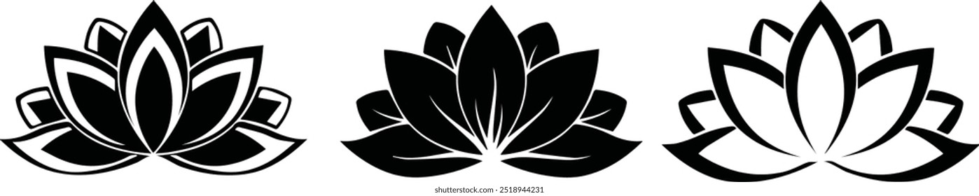 Elegant lotus flower vector illustration, perfect for nature-themed designs and wellness branding