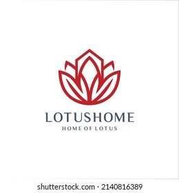 Elegant lotus and House logo design vector template
