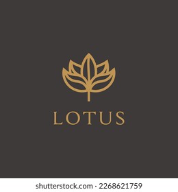 Elegant Lotus Line Art Logo Design Vector Illustration Template