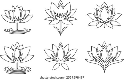 Elegant Lotus Line Art Vector Illustrations for Mindful and Nature-Inspired Designs.