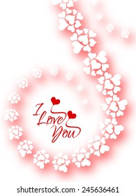 Elegant love background with hearts and text design of I Love you. vector illustration