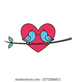 Elegant Love Birds Kissing Heart Art
