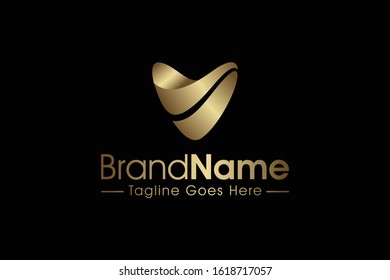 elegant love heart logo in gold color