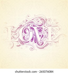 Elegant love lettering emblem with vintage backdrop