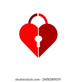Elegant love padlock vector logo