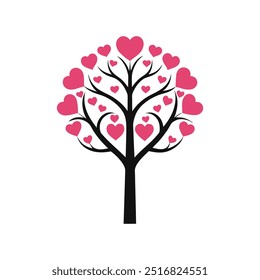 Elegant love tree graphic design vector perfect for romantic and nature-themed illustrations