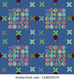 Elegant lovely magic abstract background vintage multicolored jeans tissue.