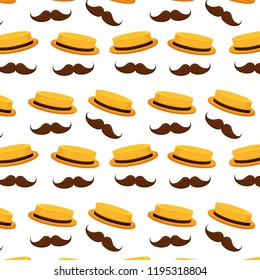 elegant low hats with mustaches pattern