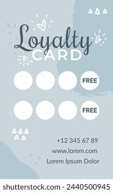 Elegant loyalty card with abstract elements, vector illustration isolated on blue.