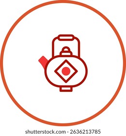 Elegant Lunar New Year Teapot Icon with Traditional Chinese Design Elements