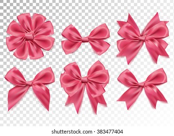  elegant luxary bowtie. Web page design, decoration element. Award, ceremony, wedding birthday symbol, sign. pink silk glossy ribbon vector illustration set on 
